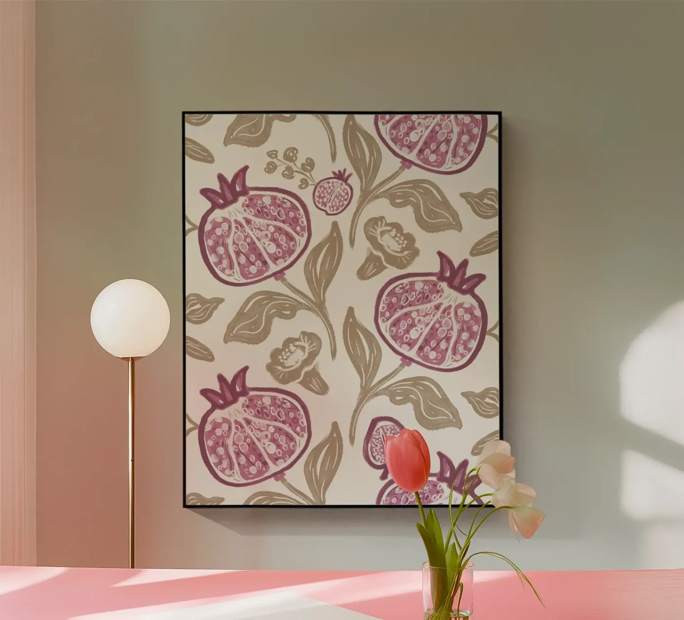 Pink Pomegranates Pattern Acryl-Glas von anisillustration