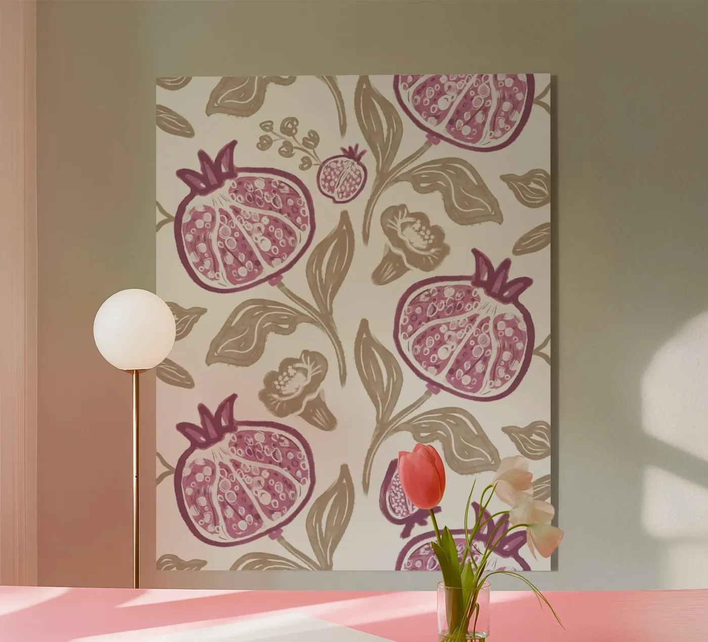 Pink Pomegranates Pattern Acryl-Glas von anisillustration