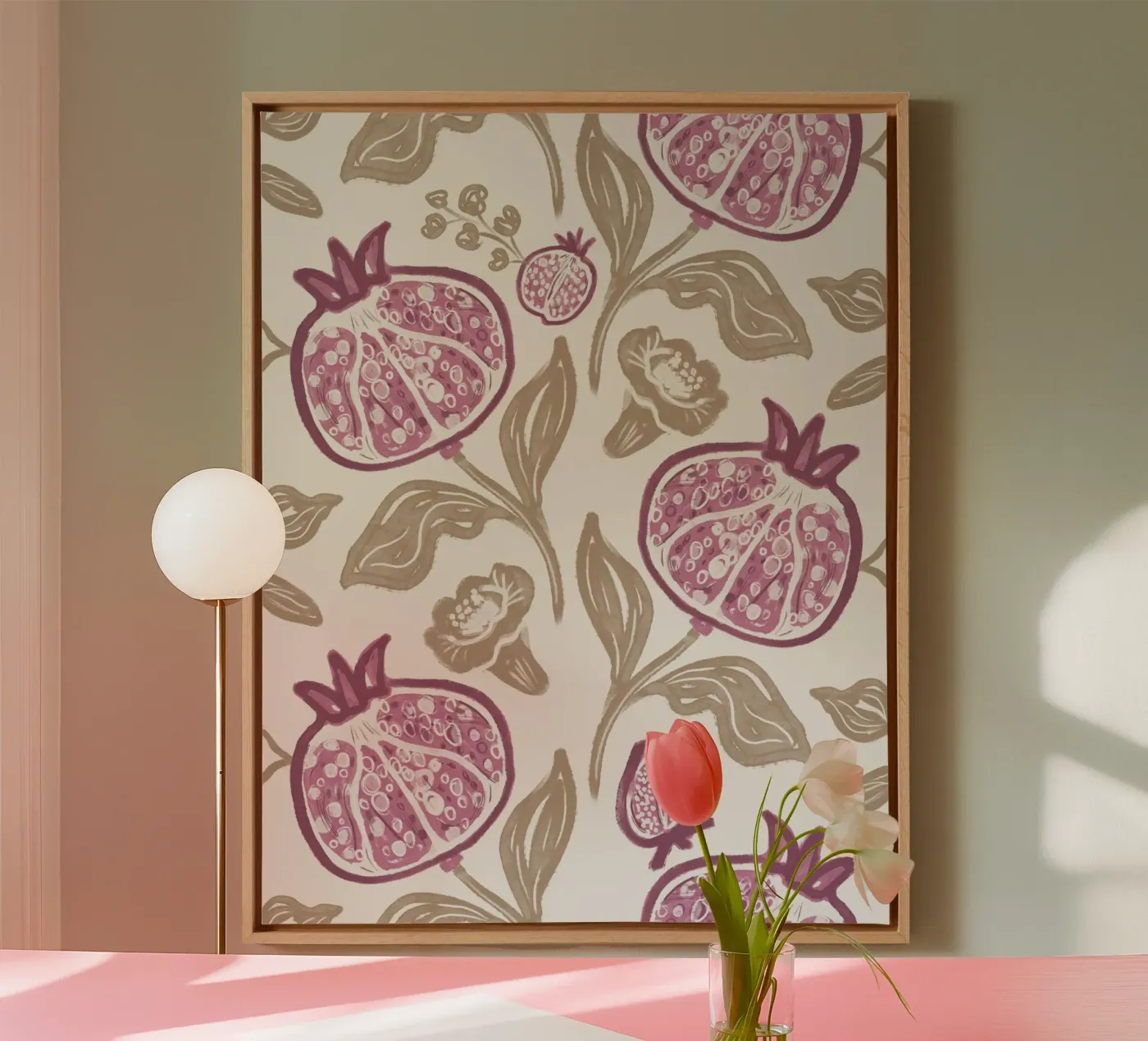 Pink Pomegranates Pattern tela da anisillustration