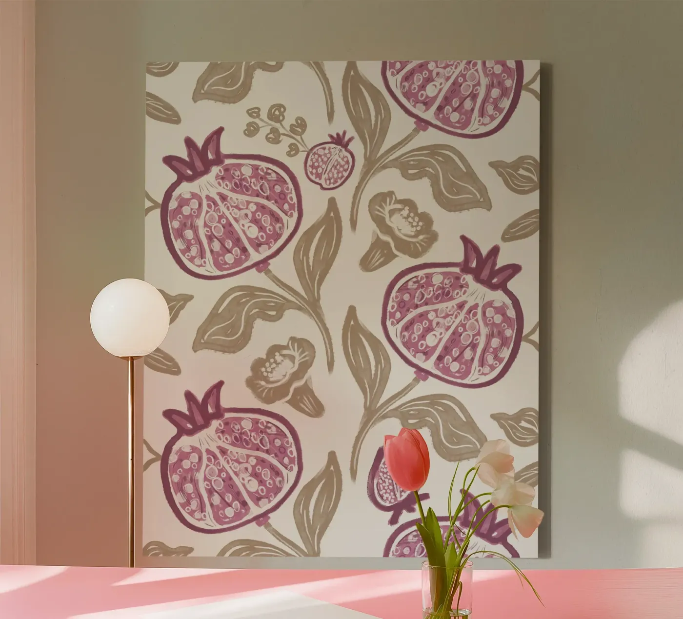 Pink Pomegranates Pattern tela da anisillustration