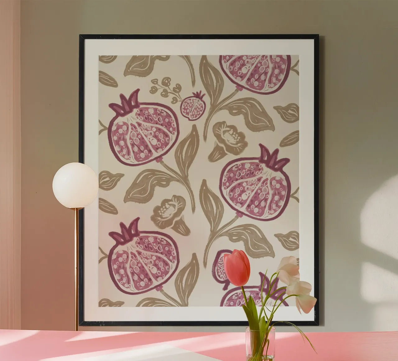 Pink Pomegranates Pattern poster by anisillustration