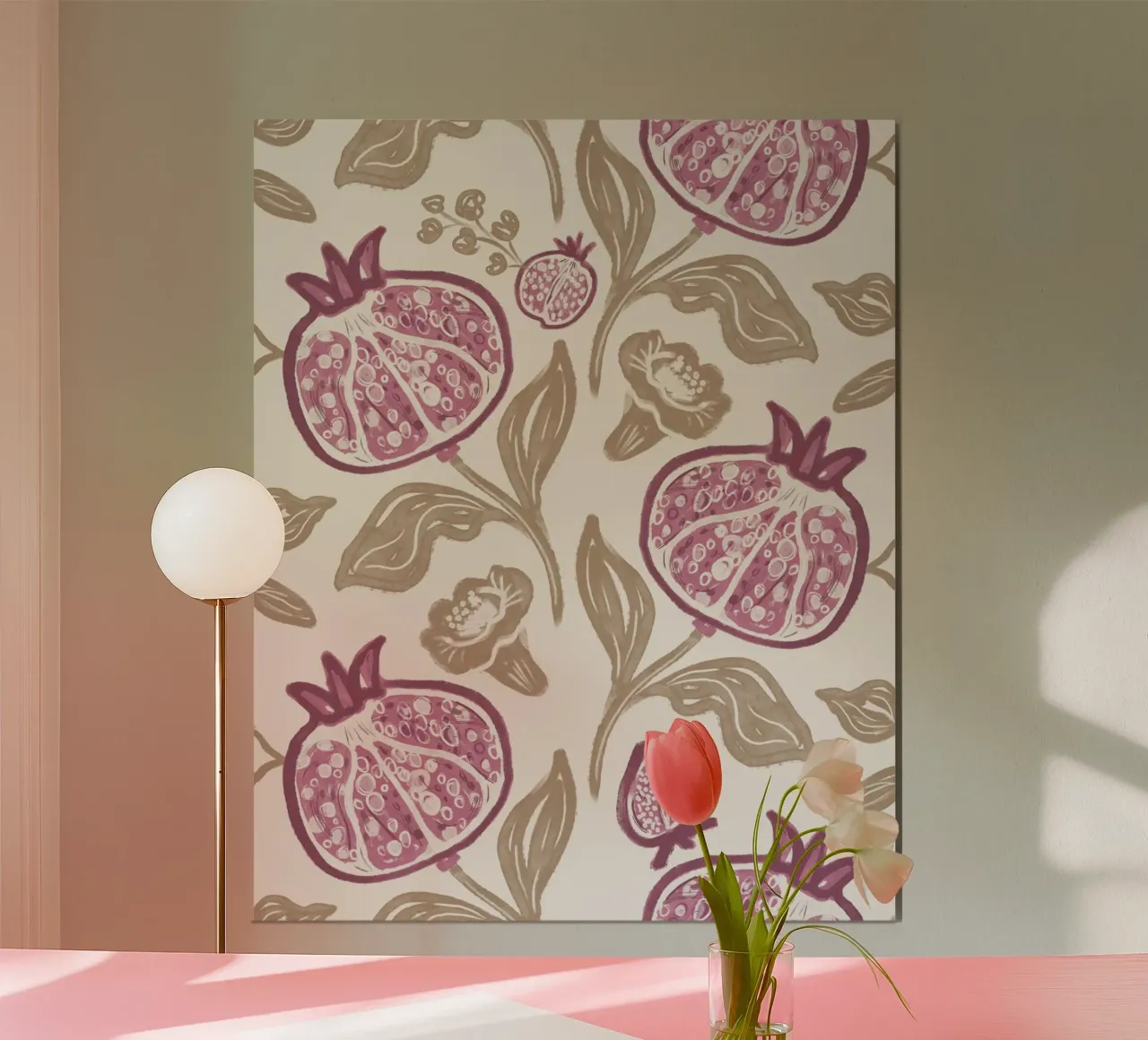 Pink Pomegranates Pattern poster by anisillustration