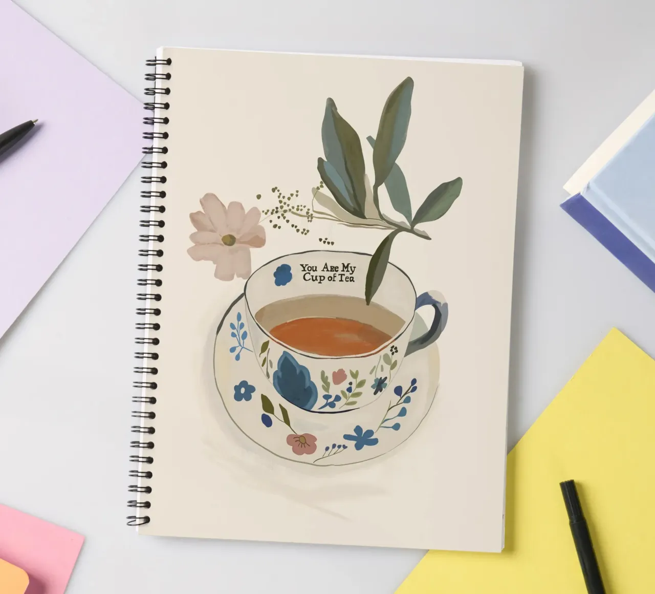 You are My Cup of Tea 4 spiral notebook by ThingDesign