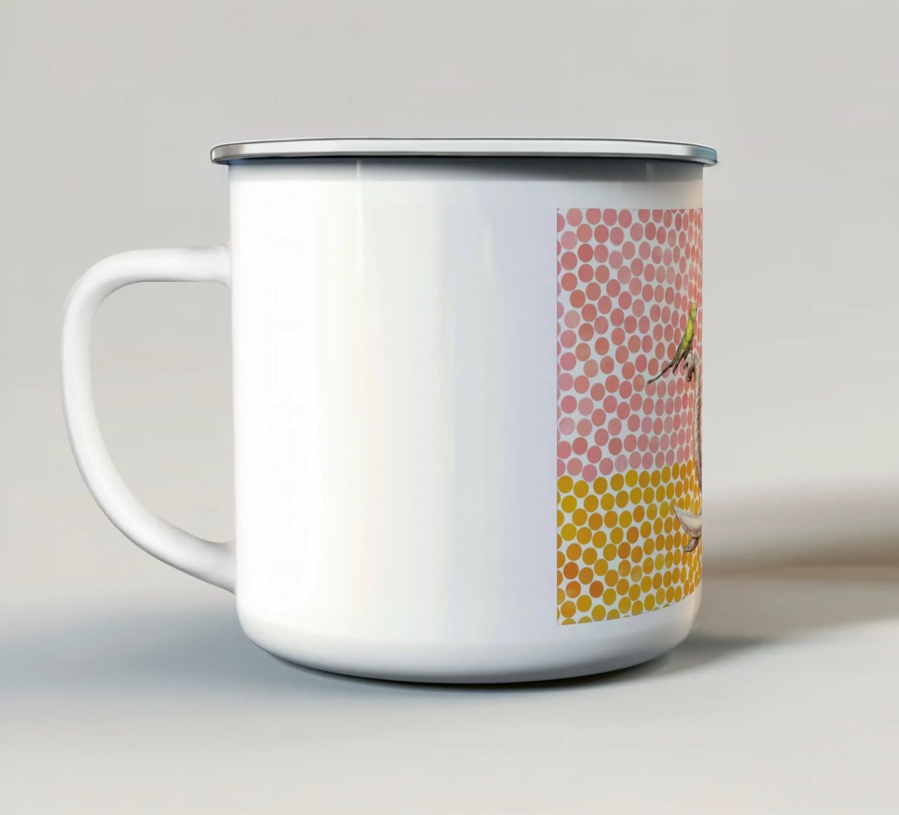 Elephant and Bird tazza in smalto da Eric Fan