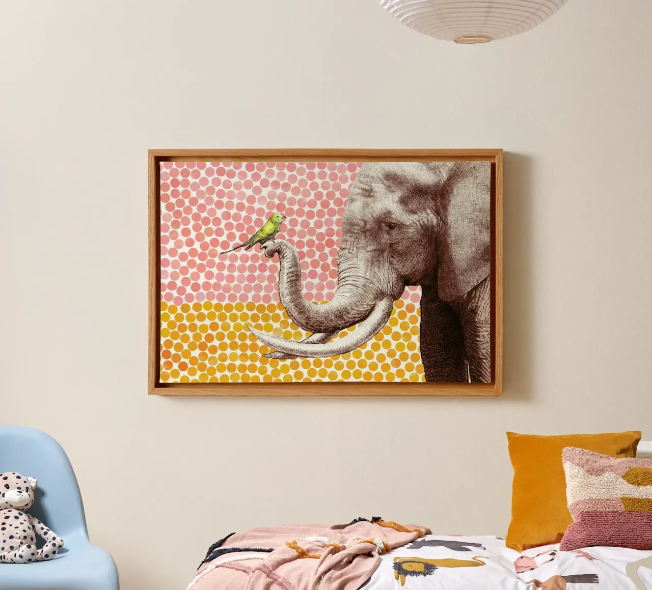 Elephant and Bird tela con Cornice a cassetta da Eric Fan