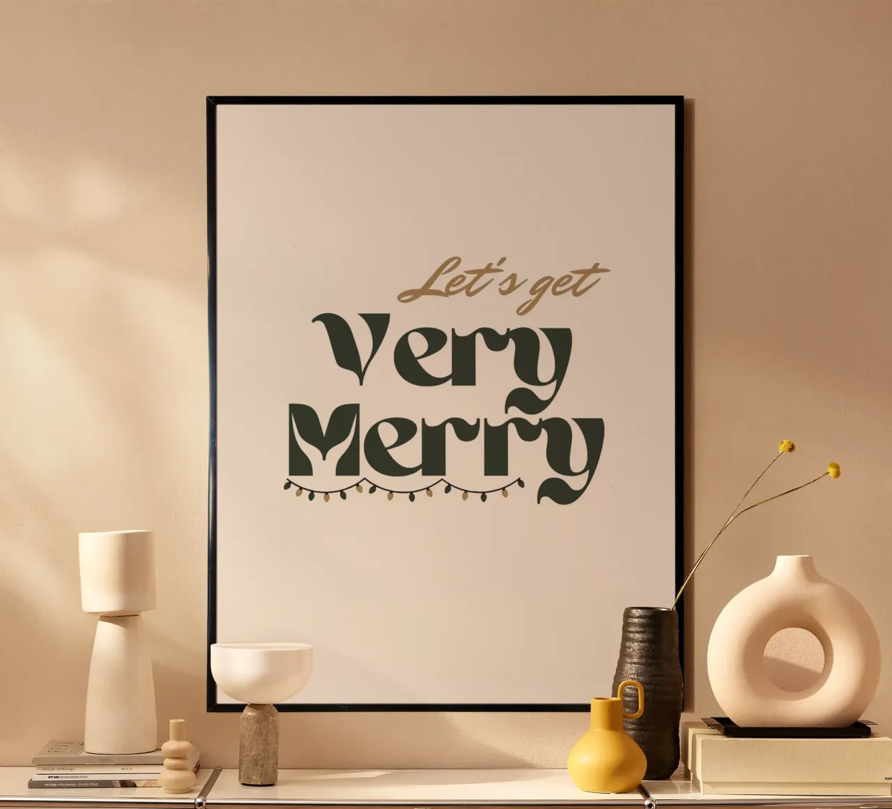 Very Merry poster con telaio in alluminio da Dreamer10