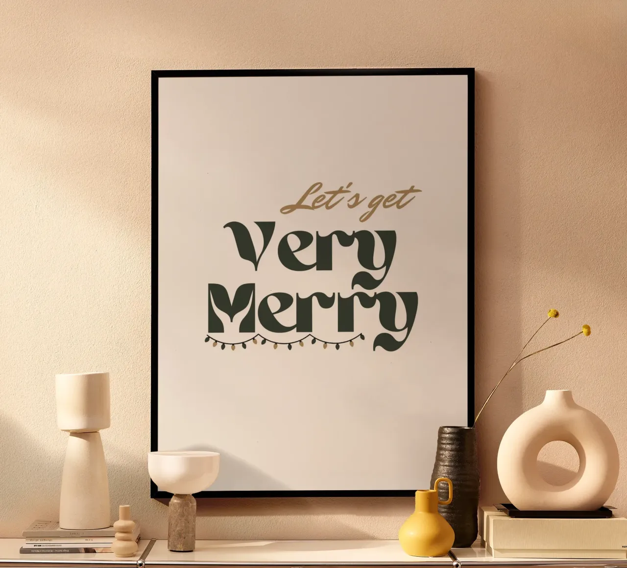 Very Merry poster con telaio in alluminio da Dreamer10