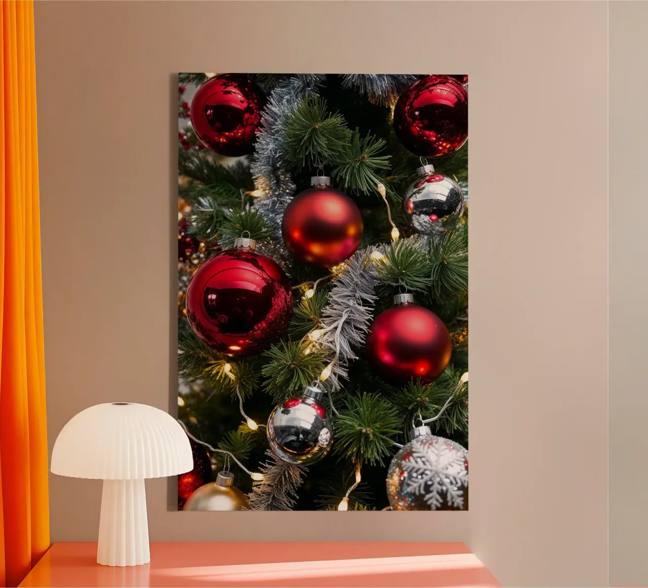 Eleganti decorazioni per l'albero di Natale in rosso, oro e argento tela da AlbertKlee