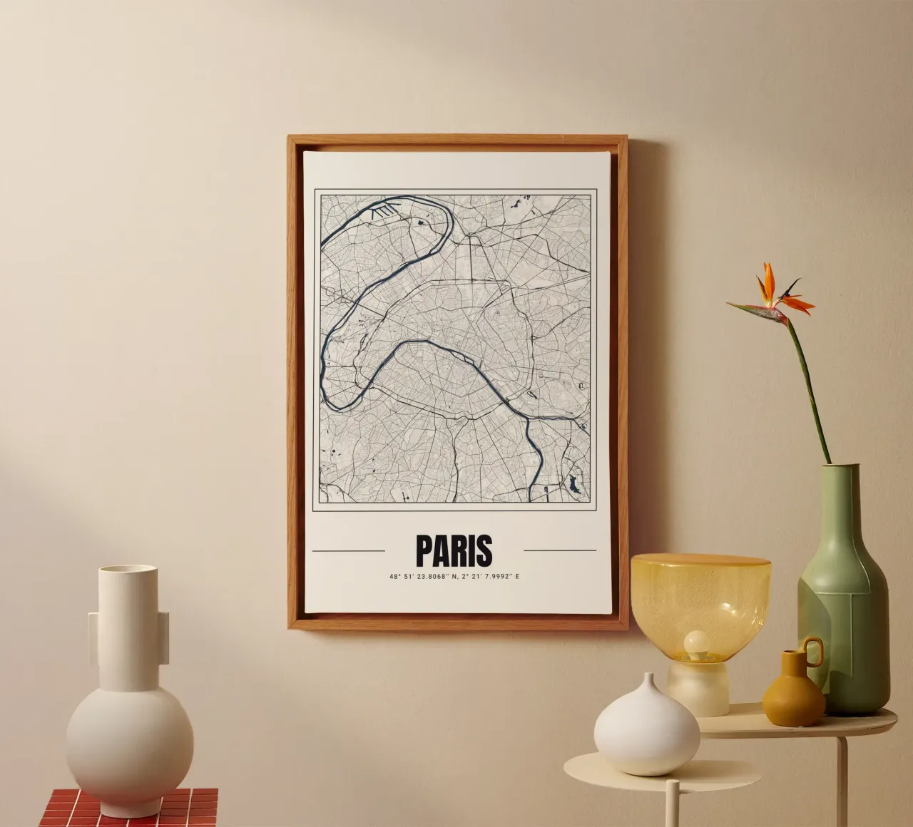 Mappa minimalista di Parigi - Poster moderno decorativo tela con Cornice a cassetta da Ben & Clo creations