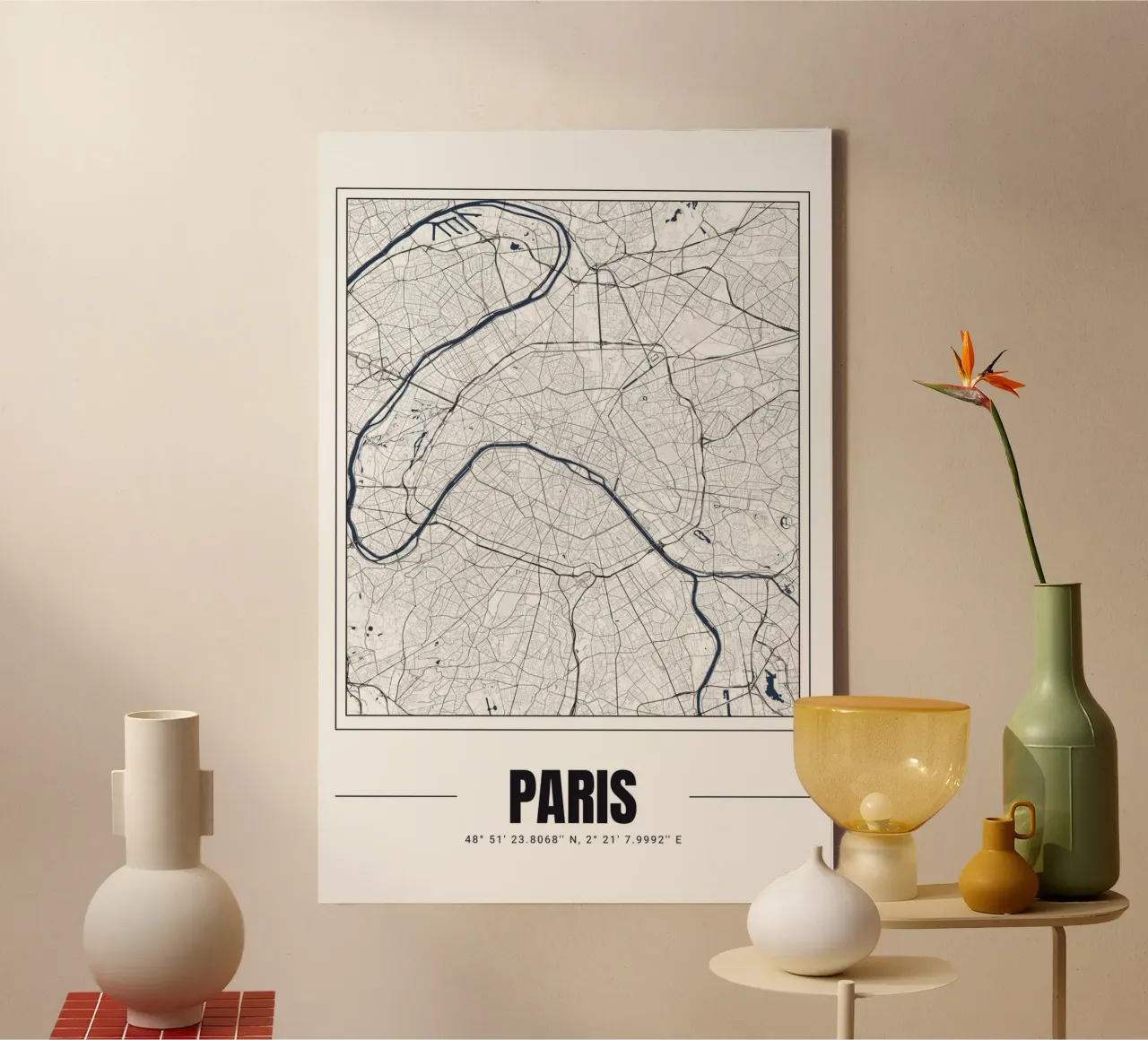 Mappa minimalista di Parigi - Poster moderno decorativo tela con Cornice a cassetta da Ben & Clo creations