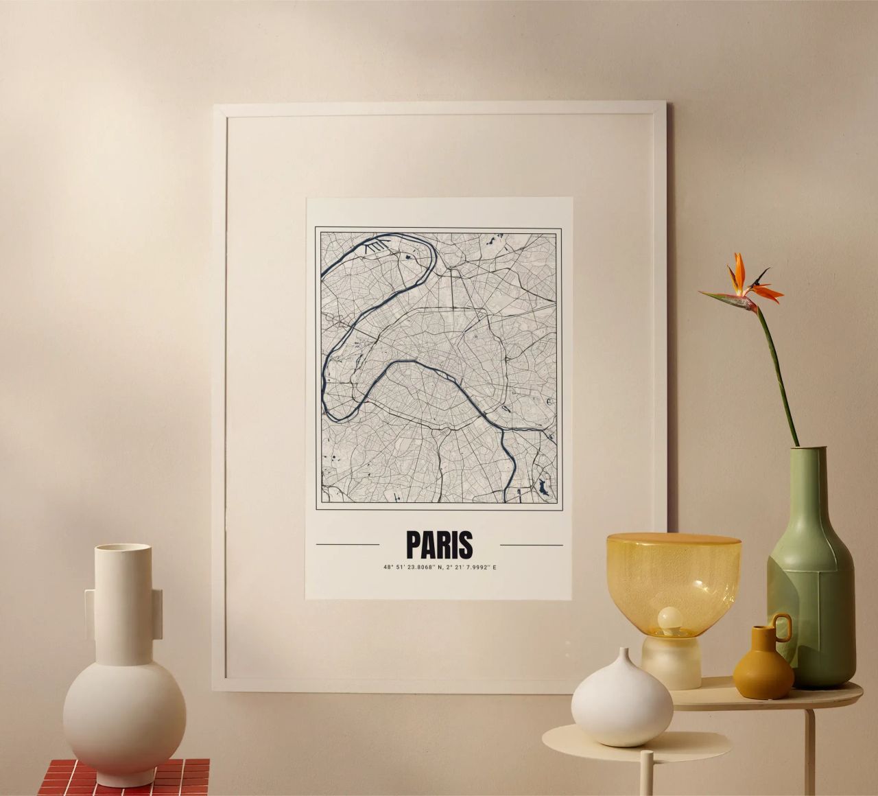 Minimalist Paris Map – Modern Decorative Poster Art poster by Ben & Clo creations