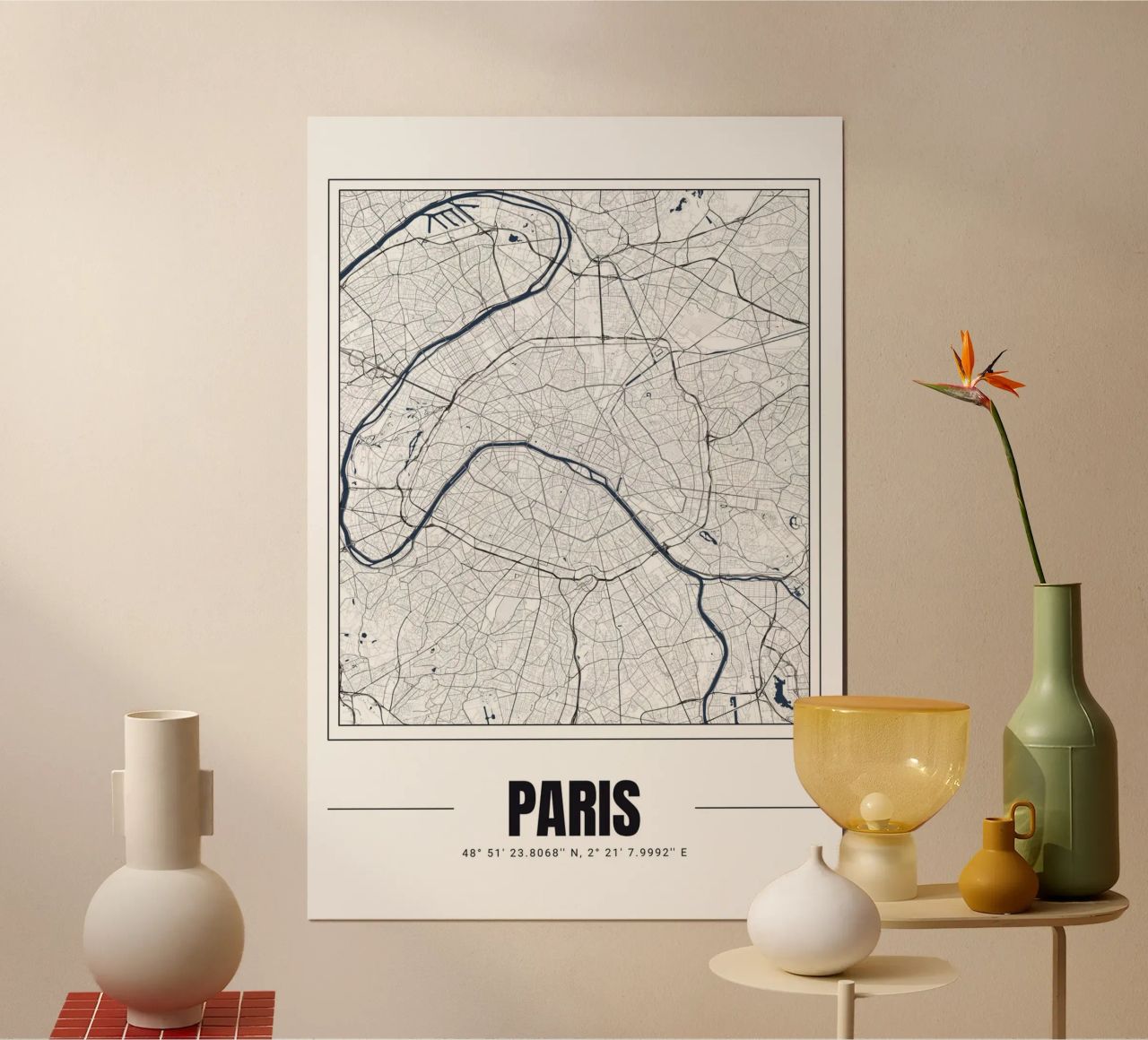 Minimalist Paris Map – Modern Decorative Poster Art poster by Ben & Clo creations