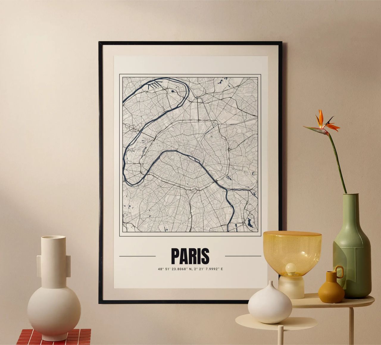 Minimalist Paris Map – Modern Decorative Poster Art poster by Ben & Clo creations