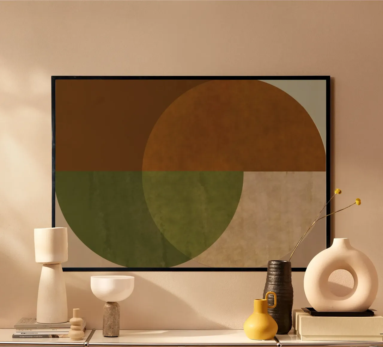 Modern Earthy Abstract poster with plastic frame by nileshkikuuchise