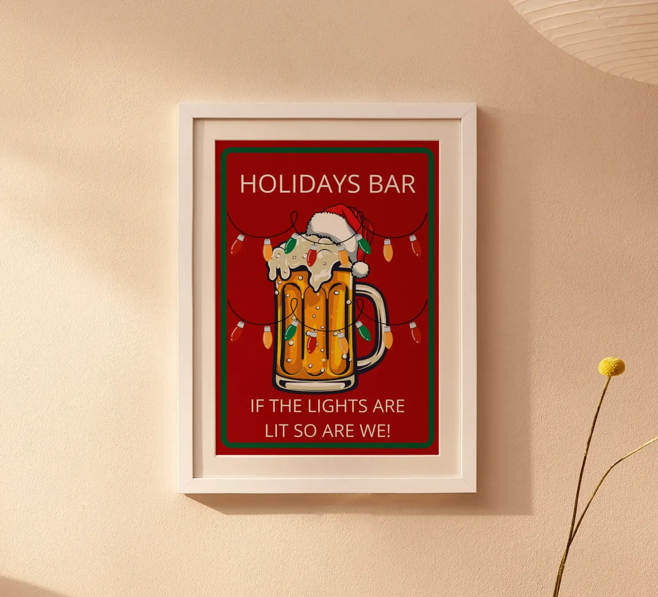 Holidays Bar Beer Poster poster con telaio in legno da edsonramosart