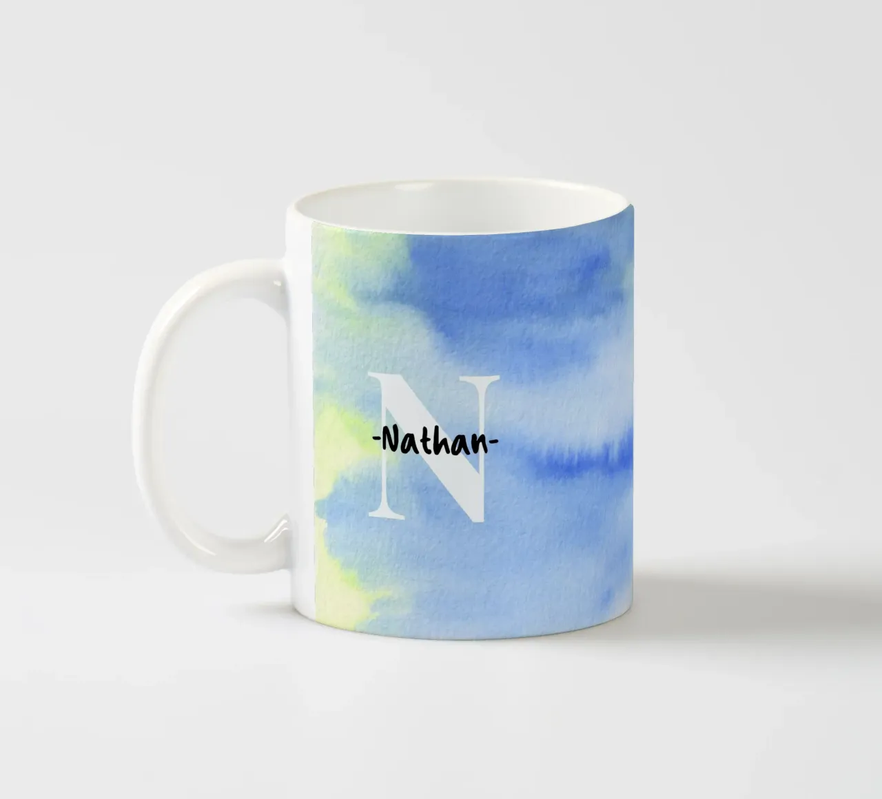 Aanpasbaar aquarelontwerp - initiaal & naam kunst keramische mok van Ben & Clo creations