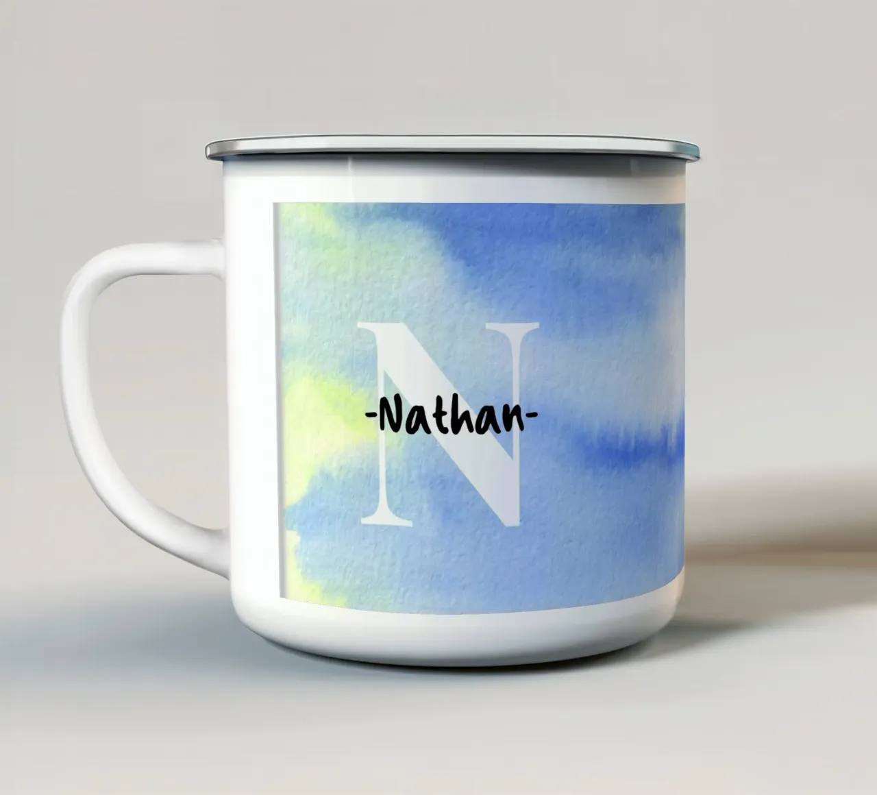 Motif aquarelle personnalisable - Initiales & Nom Art mug en émail de Ben & Clo creations