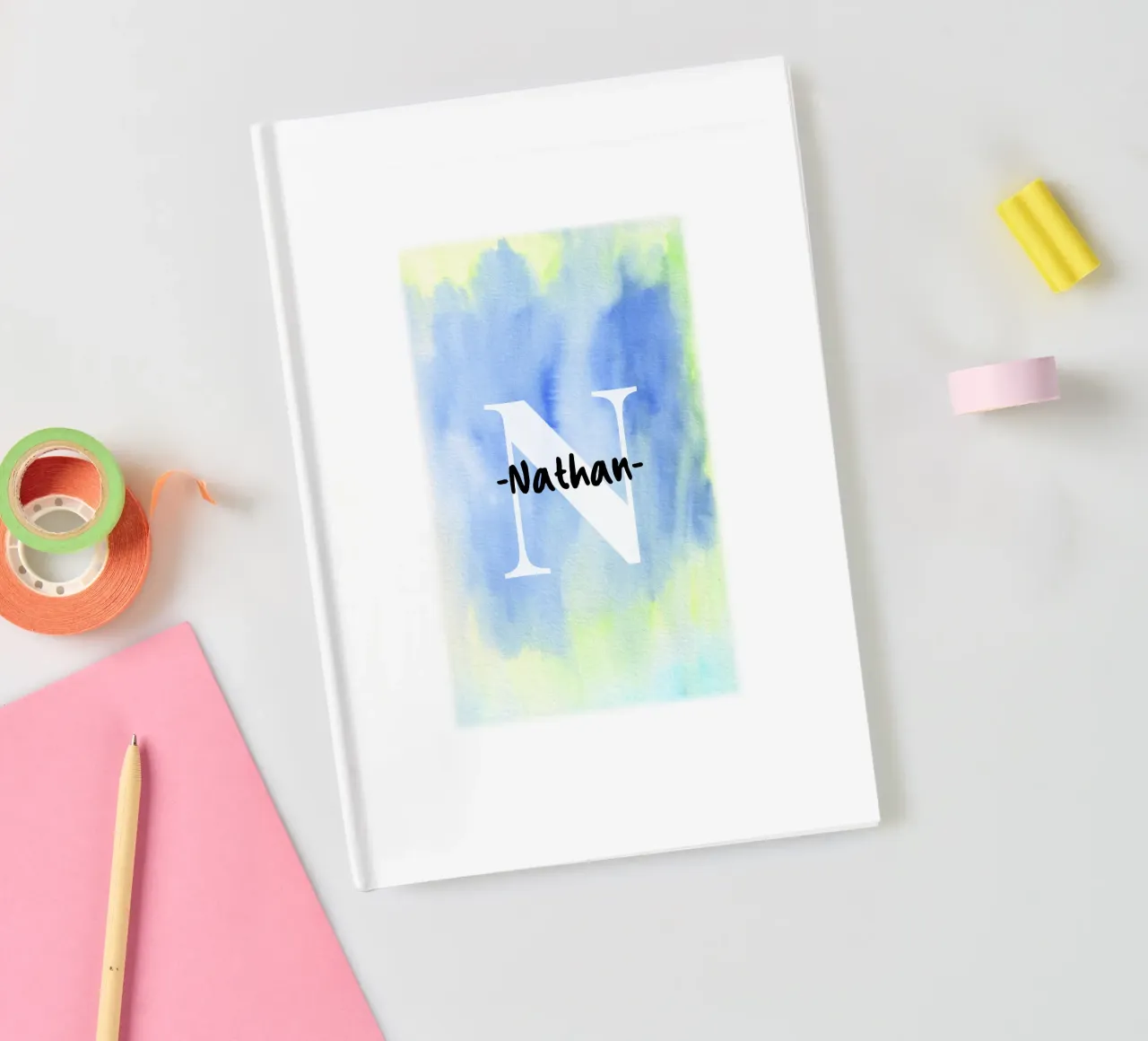 Design personalizzabile ad acquerello - Iniziali e nomi d'arte diario da Ben & Clo creations