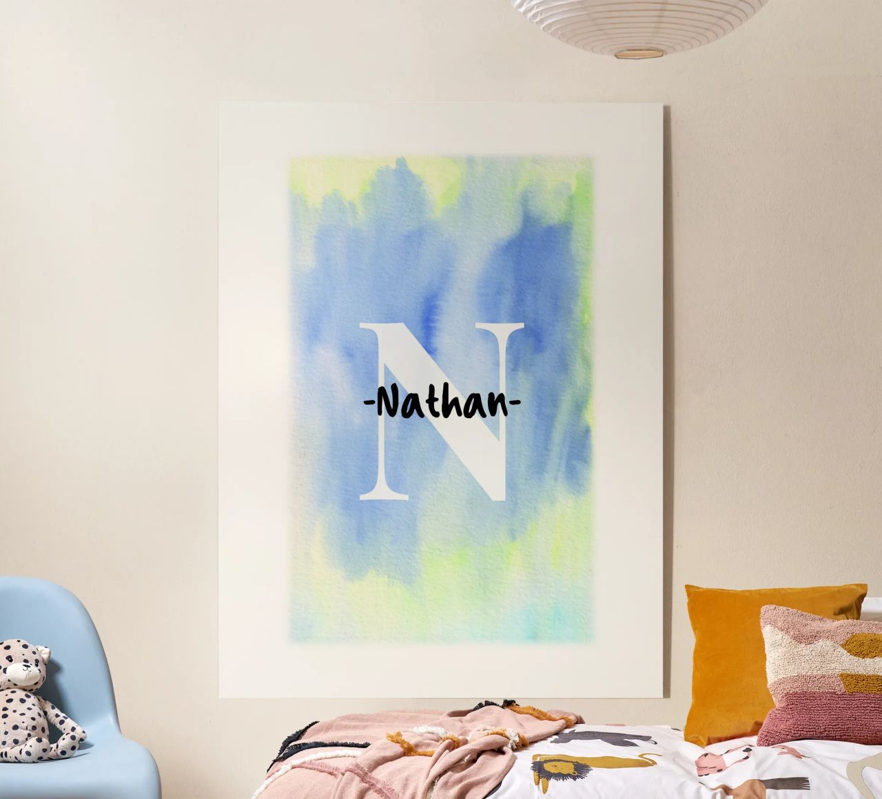 Customizable Watercolor Design – Initial & Name Art acrylic glass by Ben & Clo creations