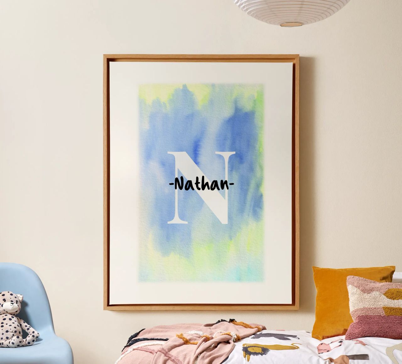 Customizable Watercolor Design – Initial & Name Art canvas by Ben & Clo creations