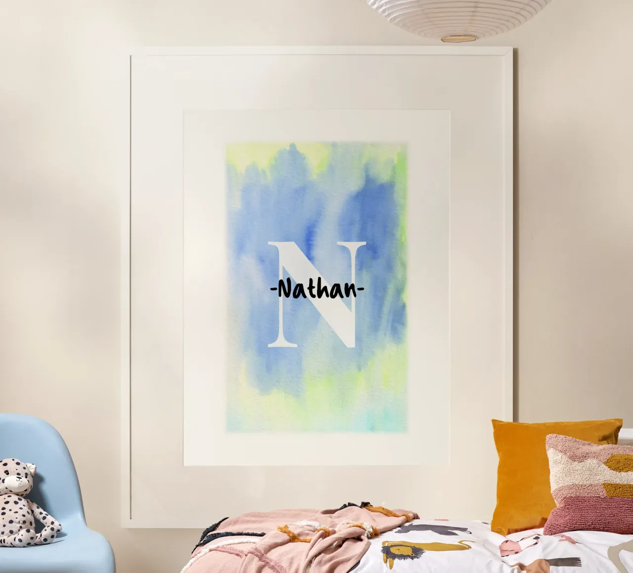 Aanpasbaar aquarelontwerp - initiaal & naam kunst hahnemühle van Ben & Clo creations