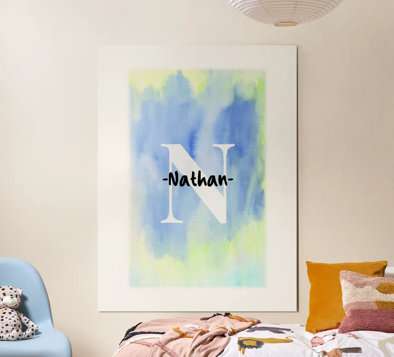 Aanpasbaar aquarelontwerp - initiaal & naam kunst hahnemühle van Ben & Clo creations