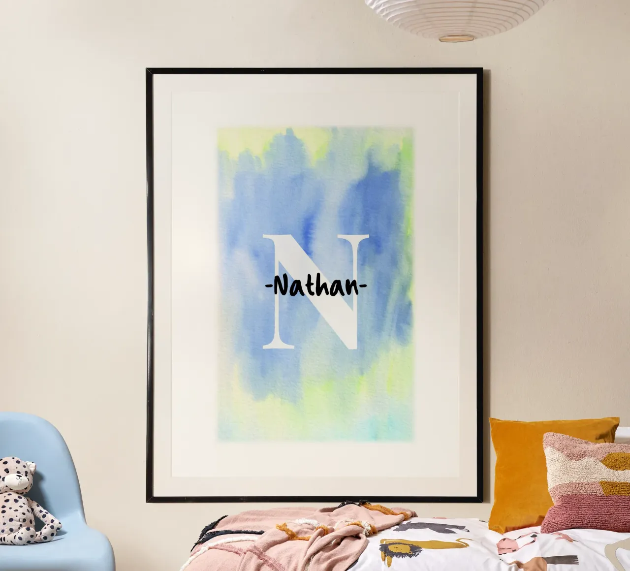 Aanpasbaar aquarelontwerp - initiaal & naam kunst hahnemühle van Ben & Clo creations