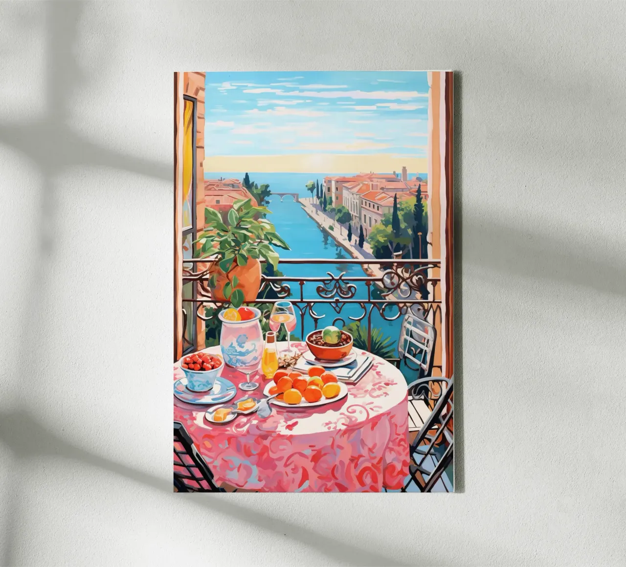 Breakfast Balcony canvas met Baklijst van Artsy Bessy
