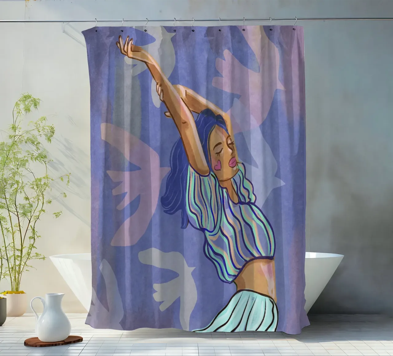 But darling, what if you fly? tenda da doccia da Illustration Raissa Oltmanns