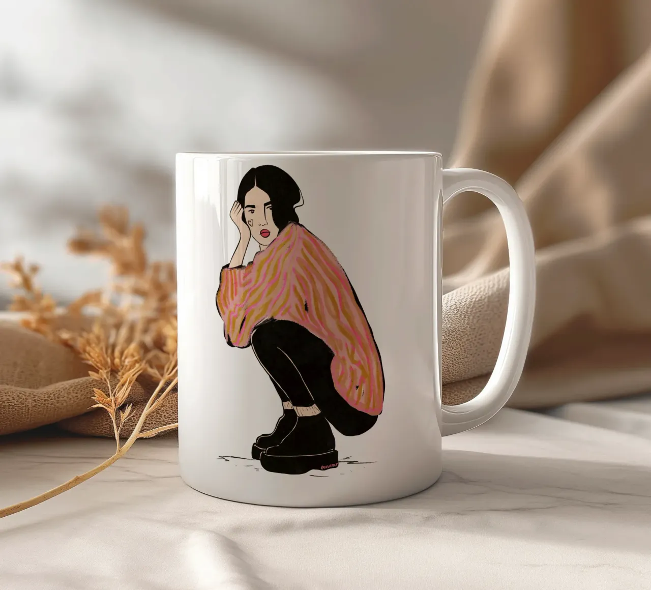 Sit here with me for a moment tazza in ceramica da Illustration Raissa Oltmanns