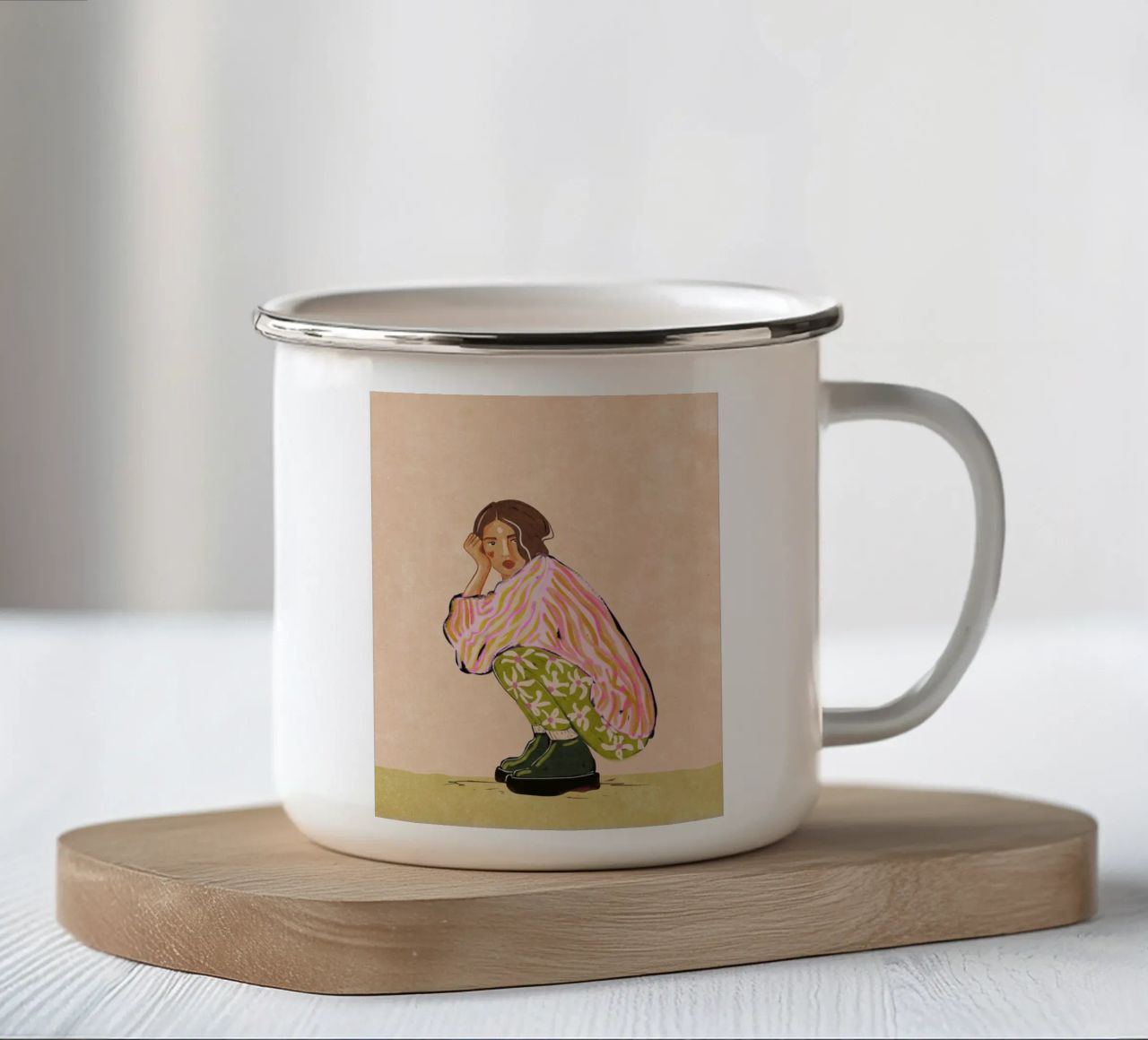Sit here with me for a moment tazza in smalto da Illustration Raissa Oltmanns