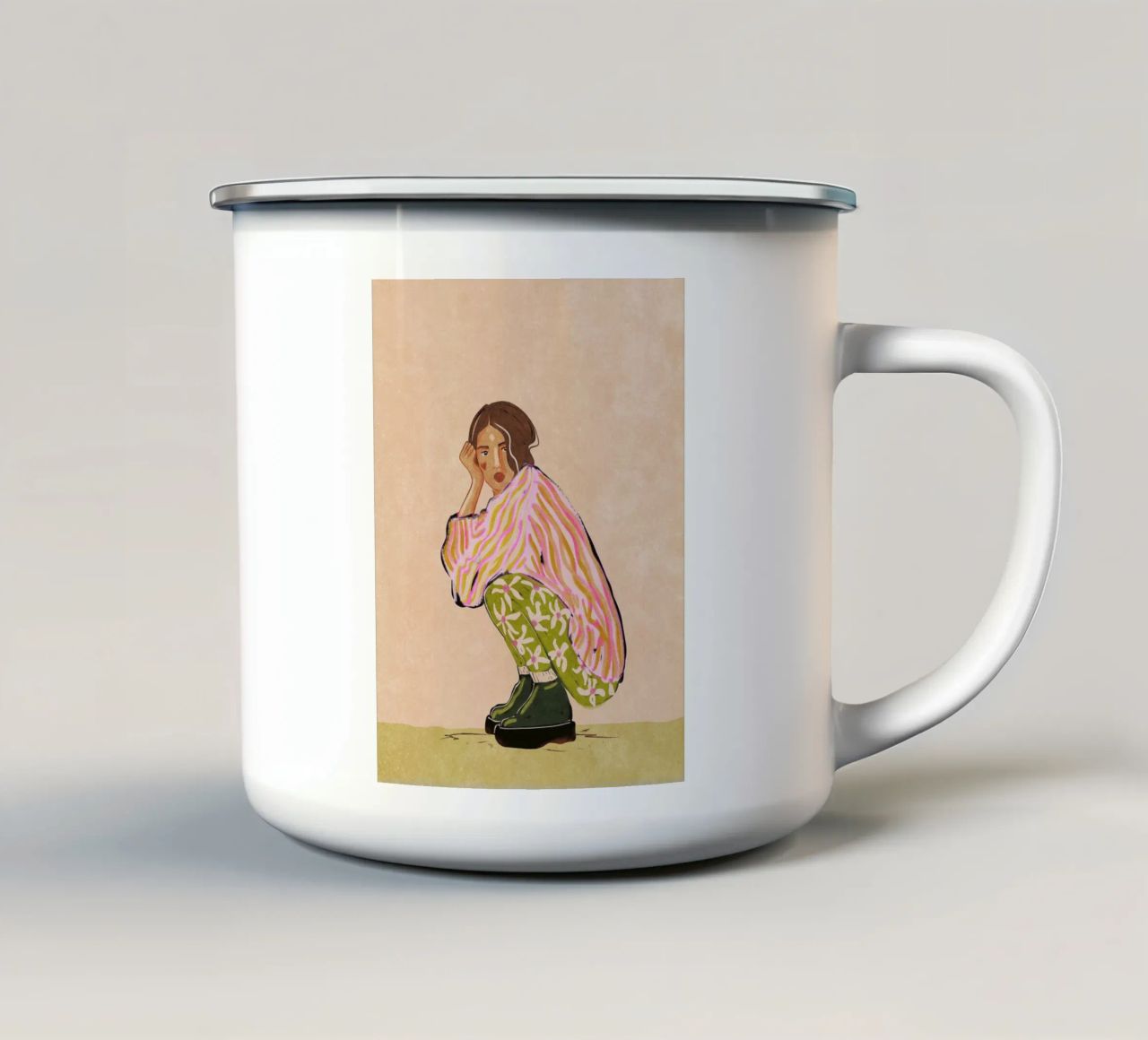 Sit here with me for a moment tazza in smalto da Illustration Raissa Oltmanns