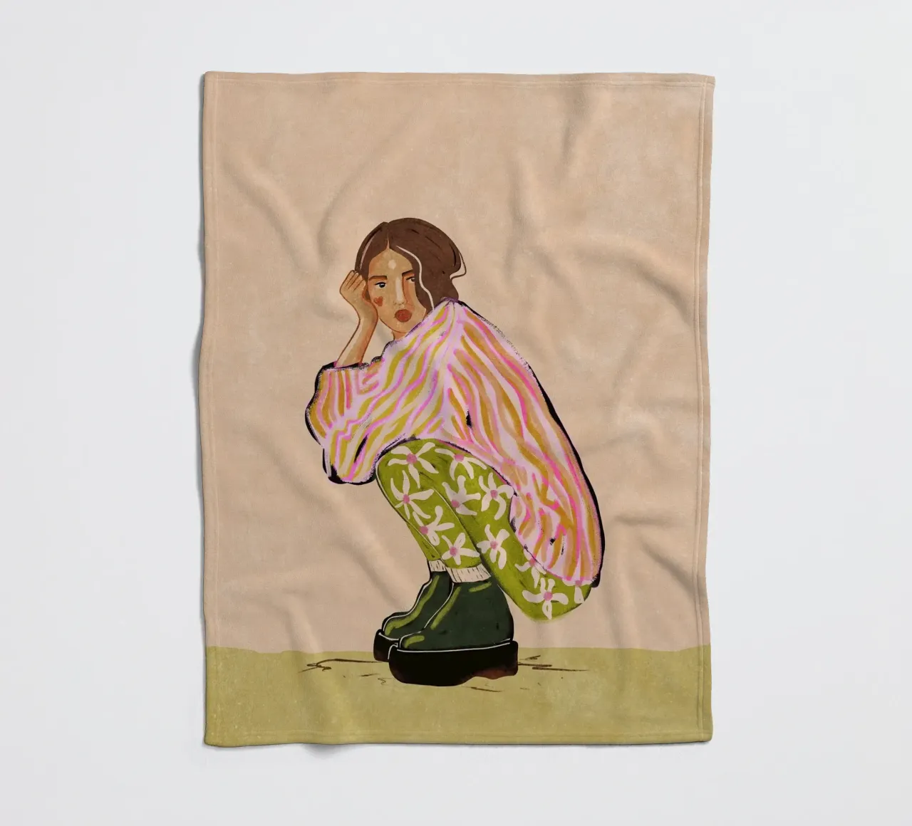 Sit here with me for a moment coperta in pile da Illustration Raissa Oltmanns