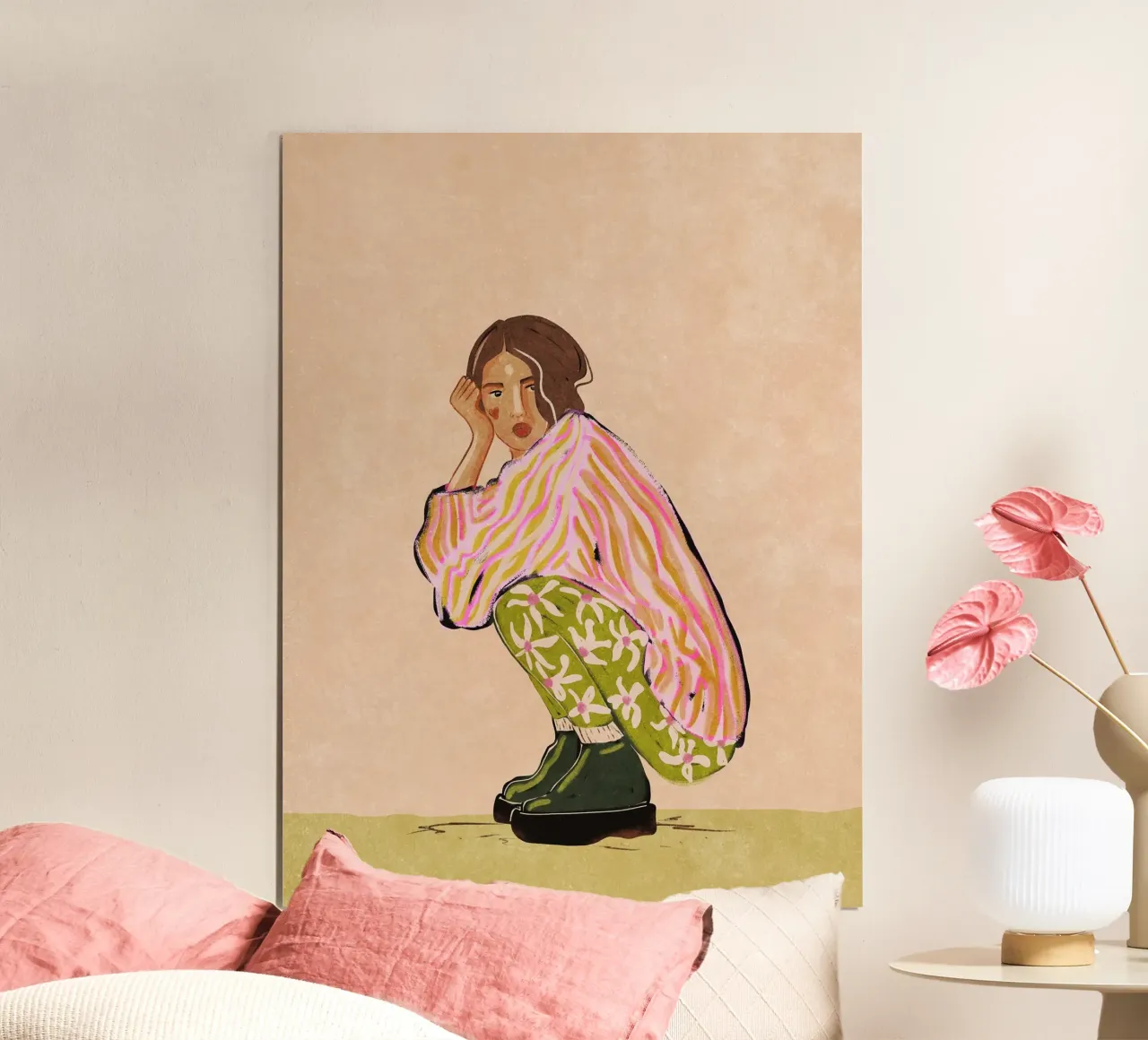 Sit here with me for a moment poster con telaio in alluminio da Illustration Raissa Oltmanns
