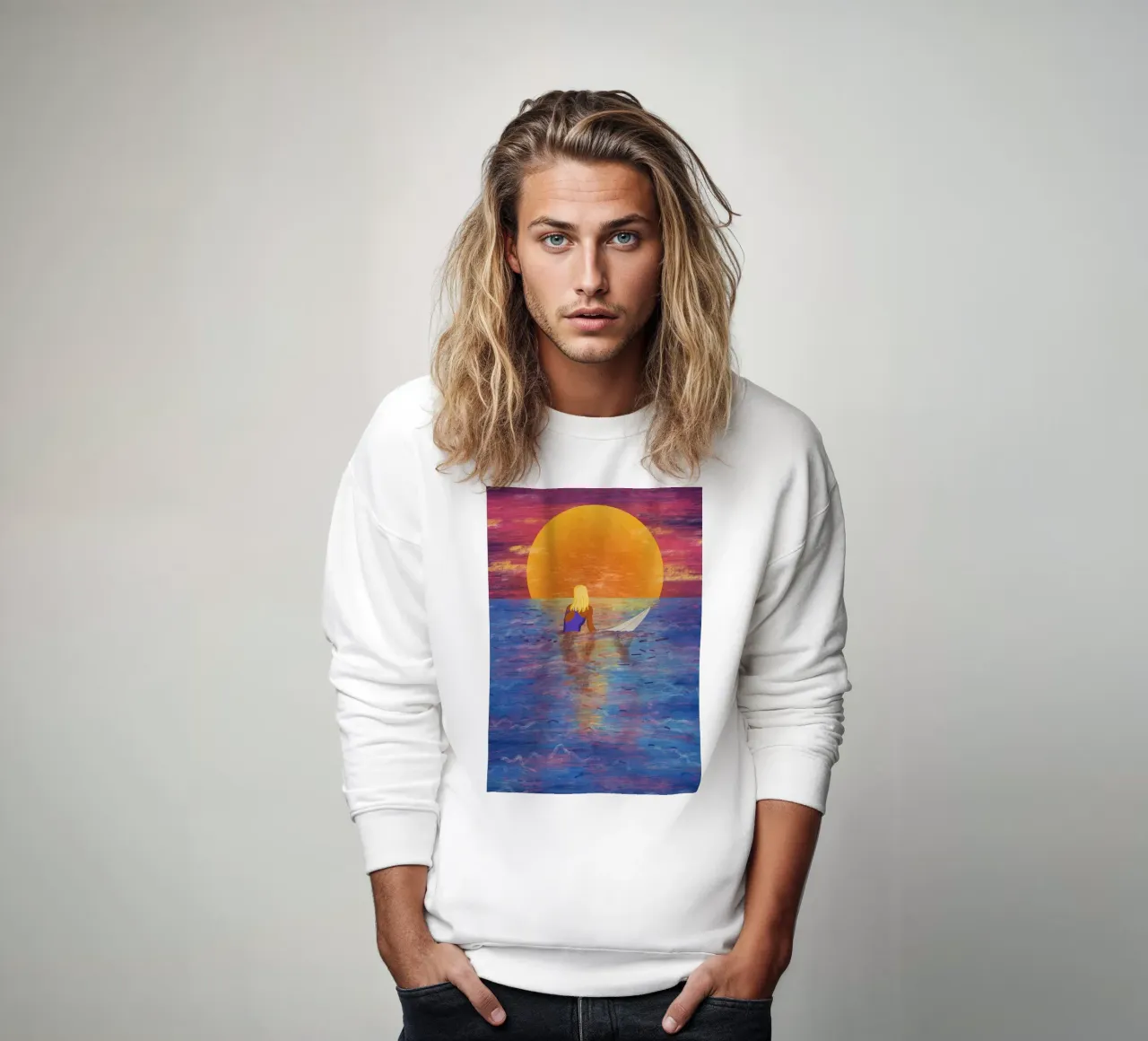 Surfer Girl felpa da Illustration Raissa Oltmanns