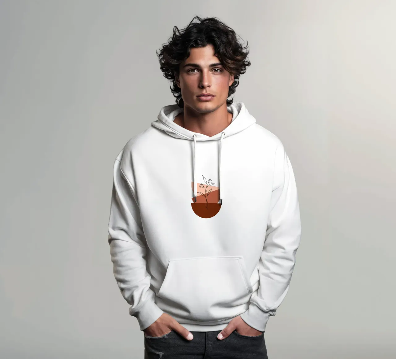 Fiori boho in stile minimalista felpa con cappuccio da YSV MINIMALIST