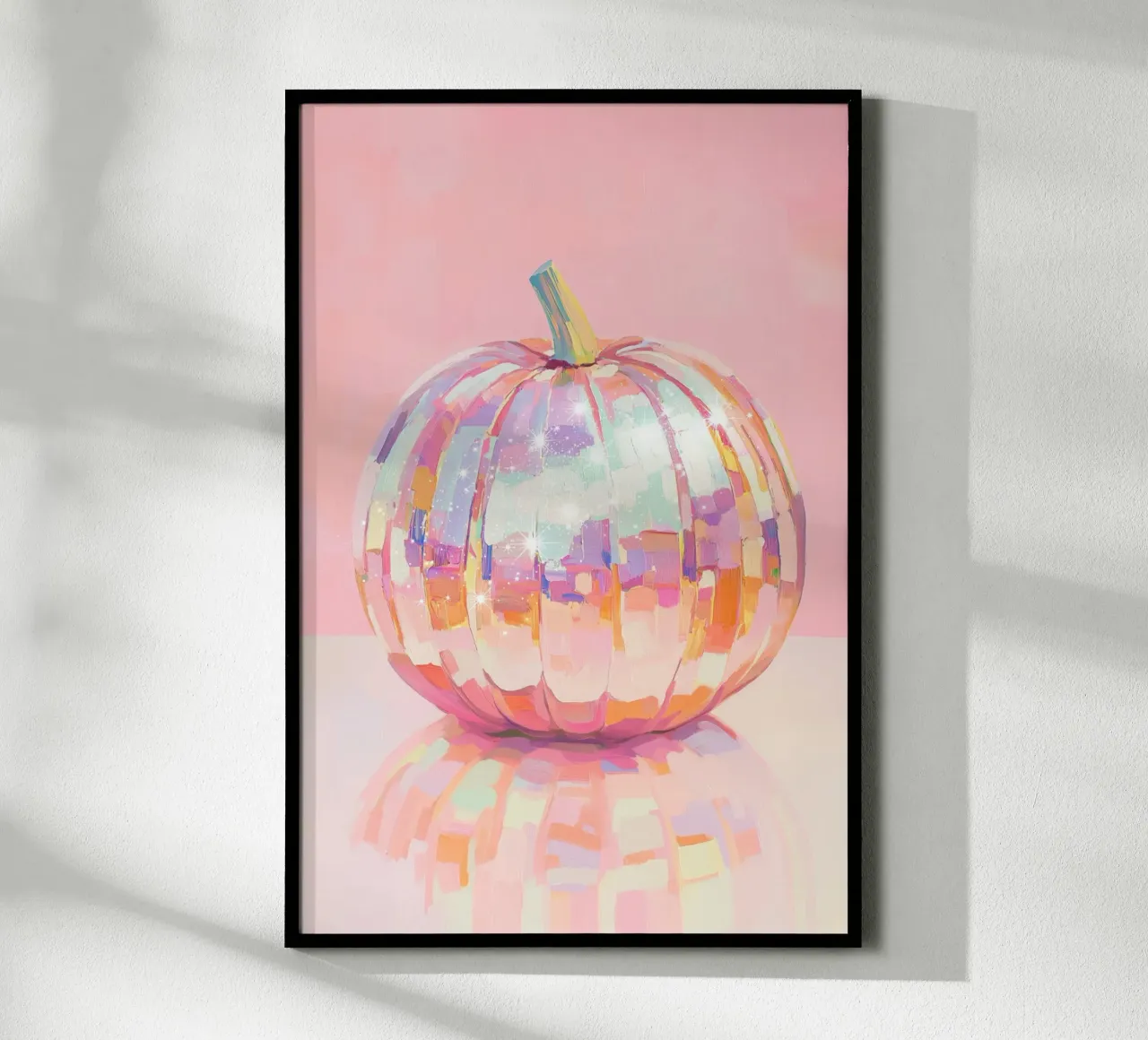 Arte della zucca iridescente poster con telaio in legno da Melloi Art Print
