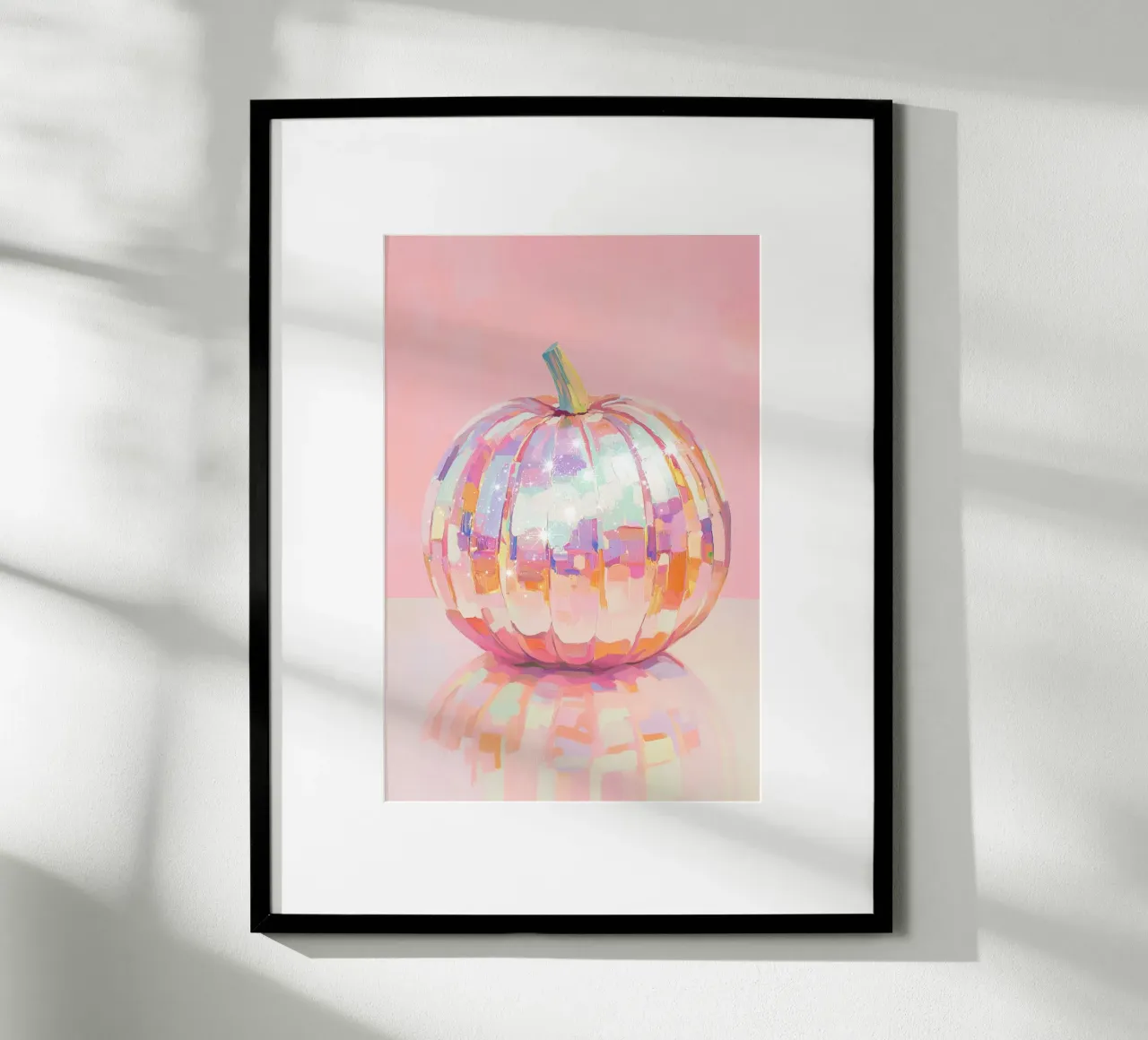Arte della zucca iridescente poster con telaio in legno da Melloi Art Print