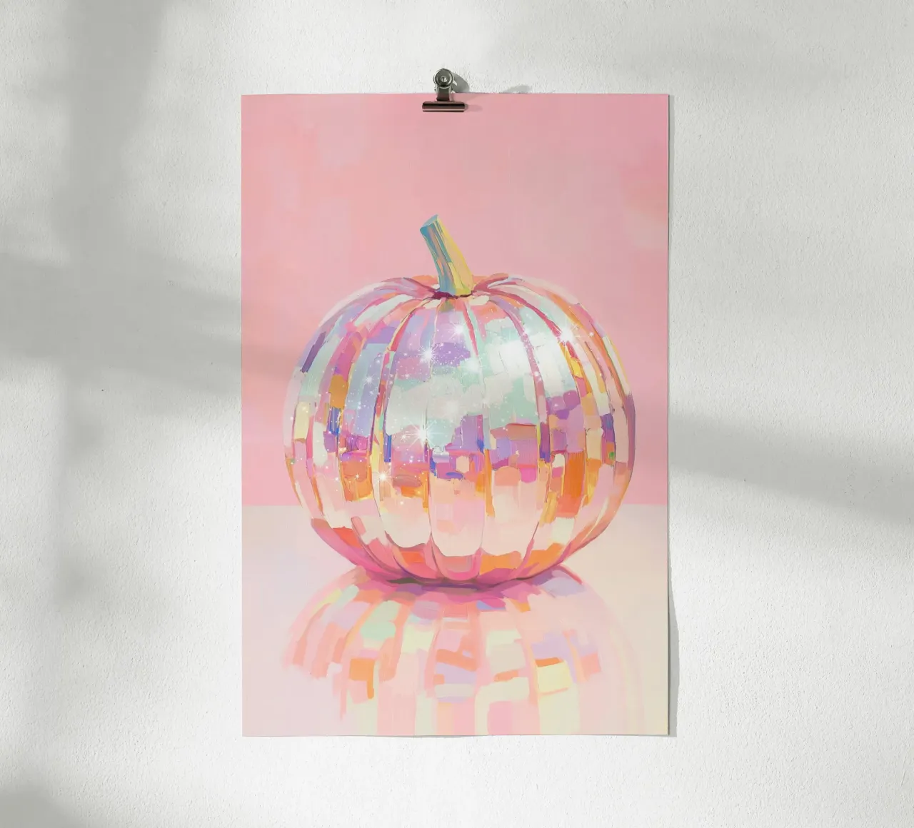 Arte della zucca iridescente poster con telaio in legno da Melloi Art Print