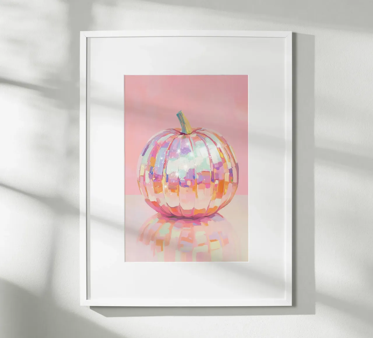Arte della zucca iridescente poster con telaio in legno da Melloi Art Print