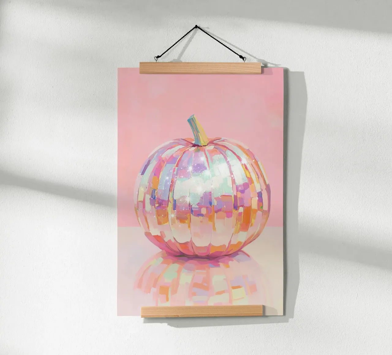 Arte della zucca iridescente poster con telaio in legno da Melloi Art Print