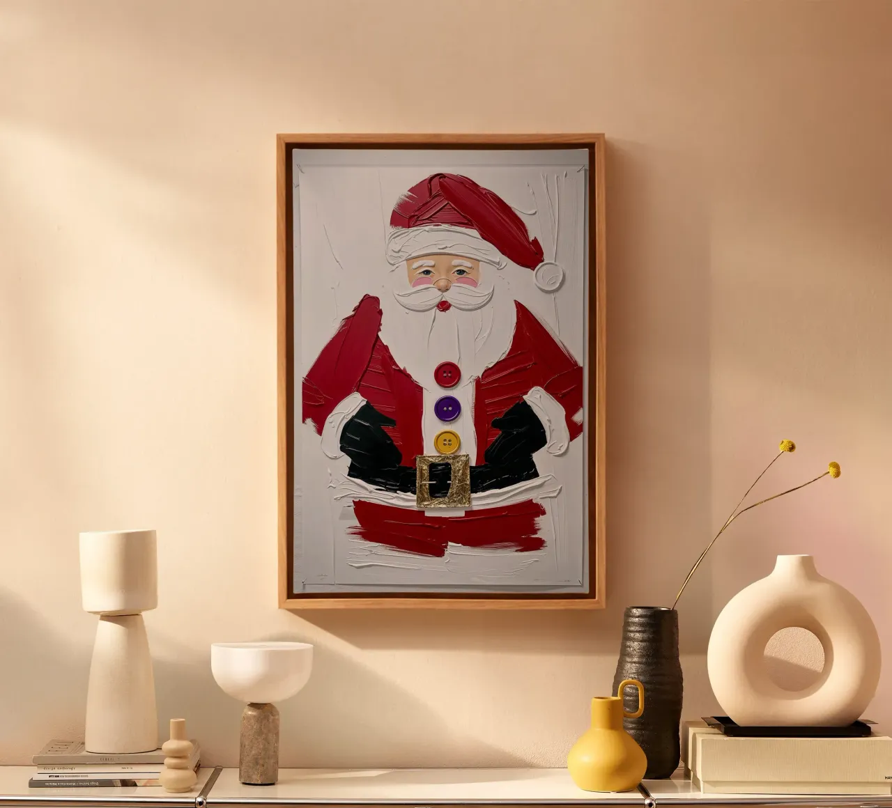 Kerstman Kinderen Schilderen met Structuur Acryl, Kerstmis canvas met Baklijst van AlbertKlee
