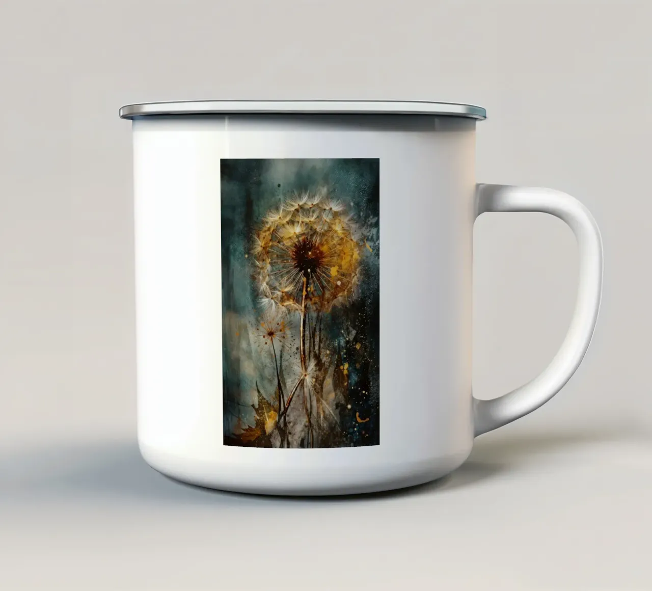 Bagliore retrò del dente di leone tazza in smalto da Modern Muse