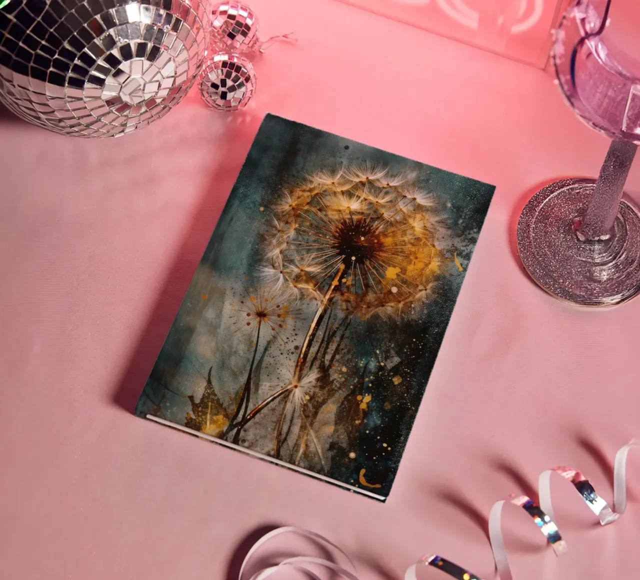 Retro Dandelion Glow notebook by Modern Muse