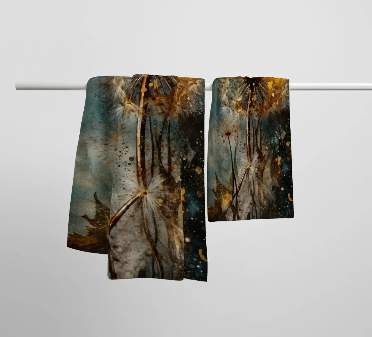 Retro Dandelion Glow towel by Modern Muse