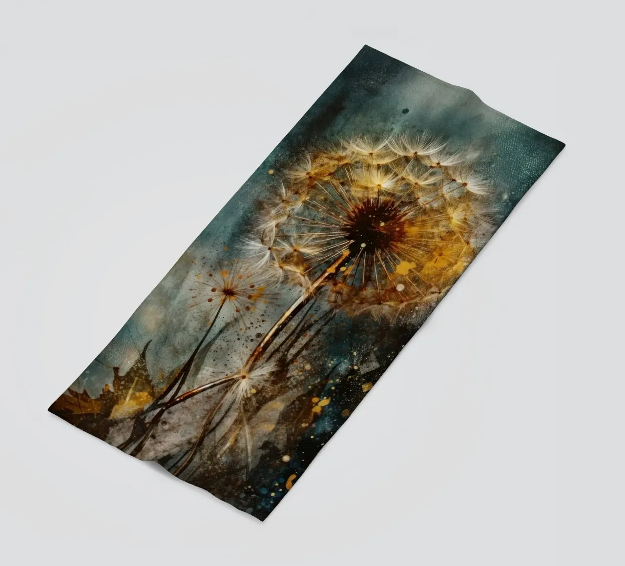 Retro Dandelion Glow beach towel by Modern Muse