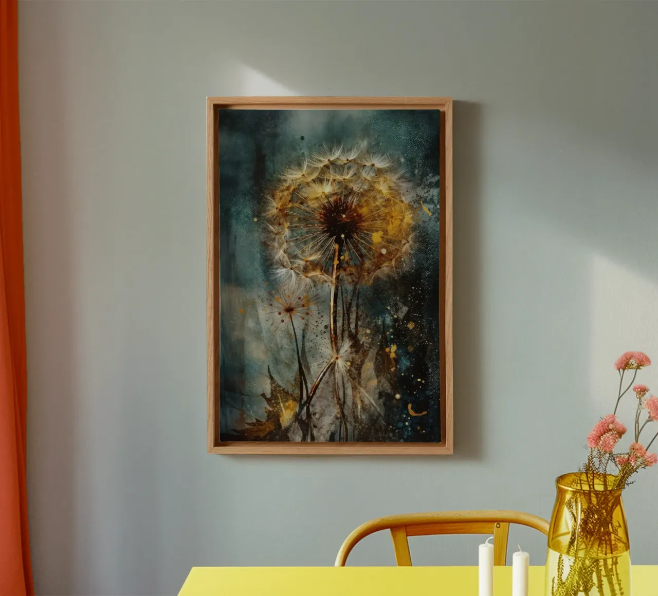 Retro Dandelion Glow canvas by Modern Muse