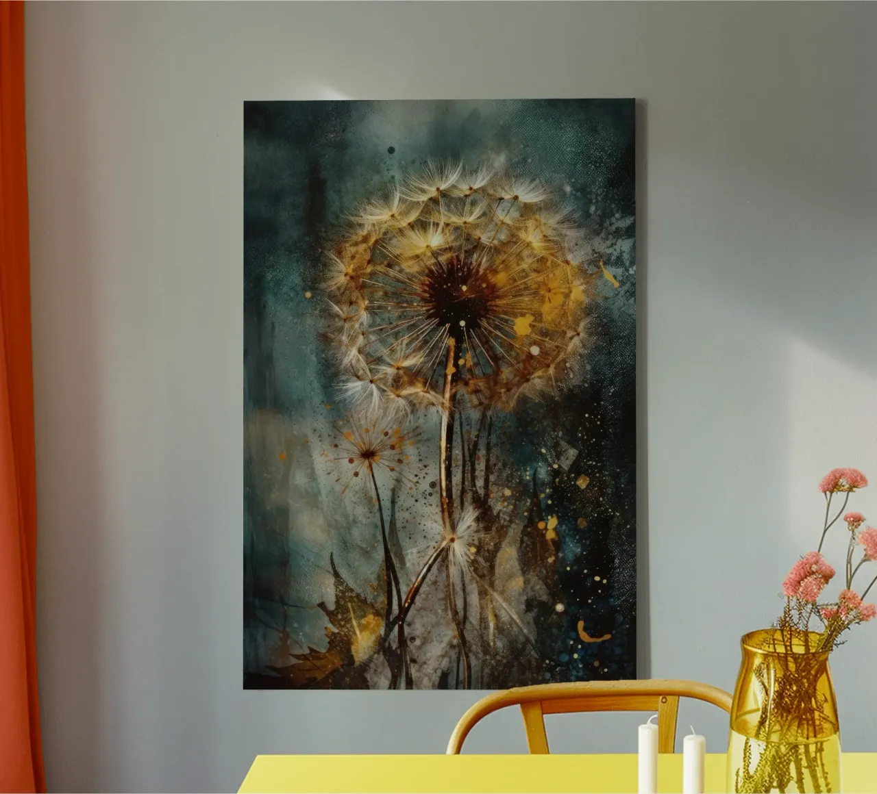 Retro Dandelion Glow canvas by Modern Muse