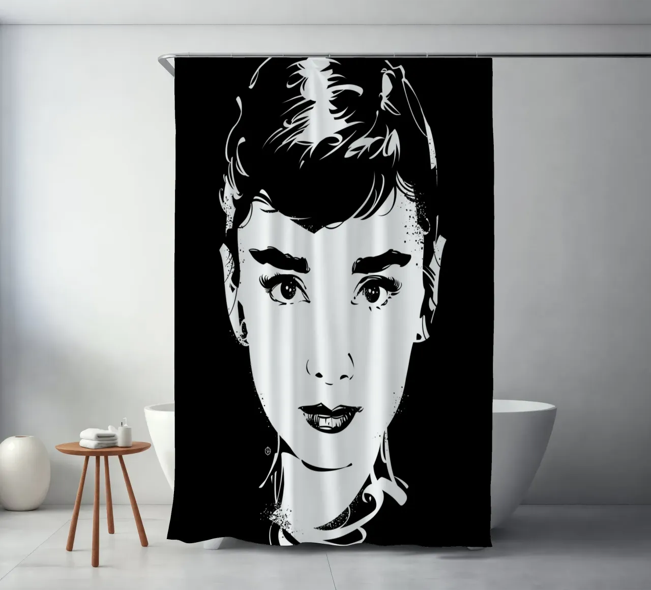 Audrey Hepburn shower curtain by nabakumov