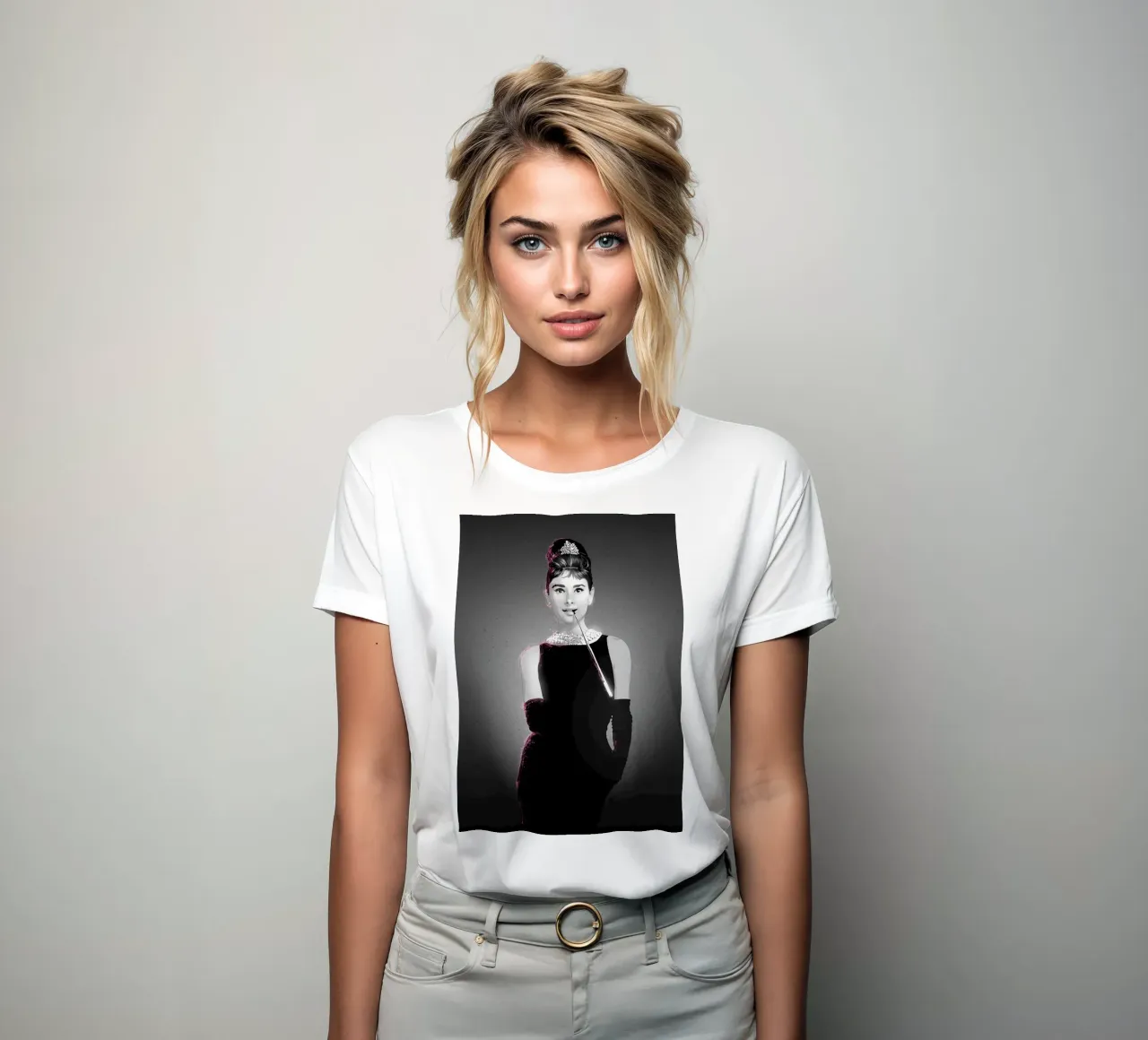 Audrey Hepburn women's fitted t-shirt by nabakumov
